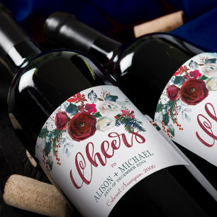 Rótulo Para Garrafa De Vinho Elogios brancos vermelhos do buquê floral de