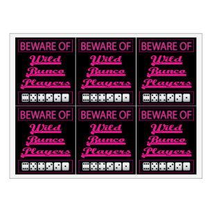 Rótulo Para Garrafa De Vinho Engraçado Cuidado com Jogadores de Bunco Selvagem