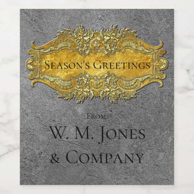 Rótulo Para Garrafa De Vinho Estilo vitoriano elegante e Dourado seu texto (Rótulo Único)