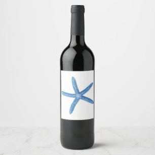 Rótulo Para Garrafa De Vinho Estrela do mar azul