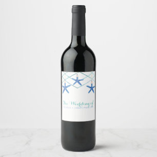 Rótulo Para Garrafa De Vinho Estrela do mar & linhas modernas vinho elegante do