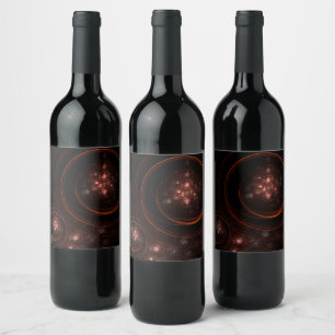 Rótulo Para Garrafa De Vinho Estrela Vermelha Orbitando Arte Cósmica Abstrata