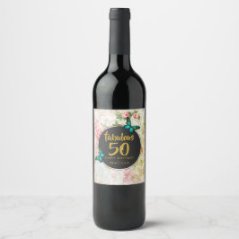 Rótulo Para Garrafa De Vinho Fabulosas 50 Borboletas na Colagem de Vintage