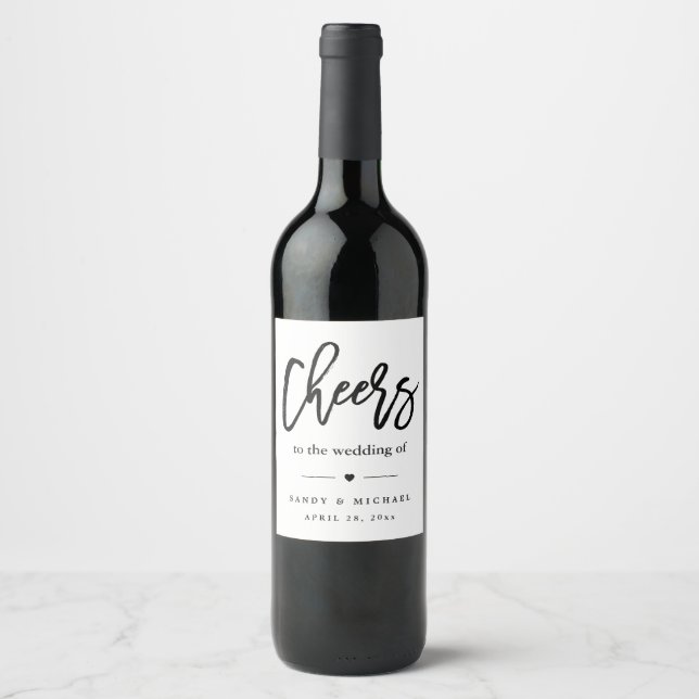 Rótulo Para Garrafa De Vinho Favor de Casamento de Script Moderno de Saúde (Frente)