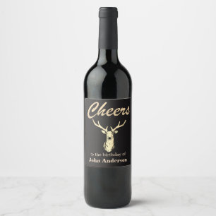 Rótulo Para Garrafa De Vinho Favores do vinho do Antler dos cervos do