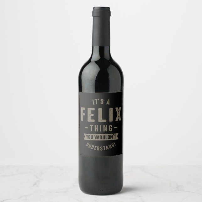 Rótulo Para Garrafa De Vinho Felix Thing (Frente)