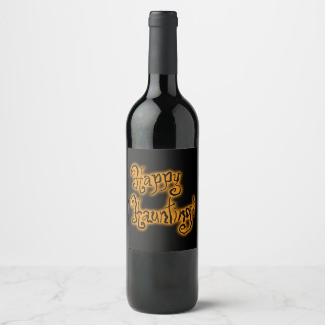 Rótulo Para Garrafa De Vinho Feliz assombro! | Halloween (Frente)