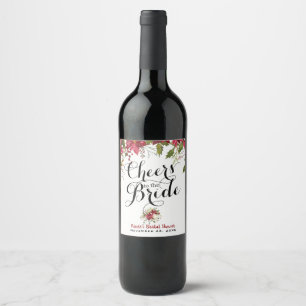 Rótulo Para Garrafa De Vinho Feriado de Natal, Poinsettia, anima a noiva