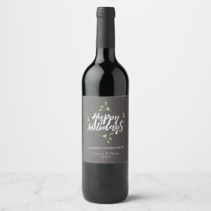 Rótulo Para Garrafa De Vinho Feriados Felizes Rustic Mistletoy
