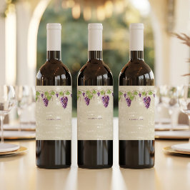 Rótulo Para Garrafa De Vinho Folhas de Vintage Olhando Roxo