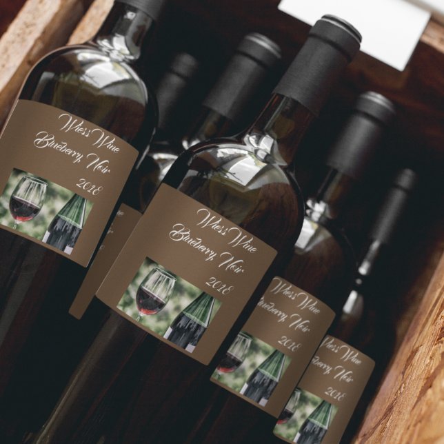 Rótulo Para Garrafa De Vinho Foto de garrafas de vinho castanho personalizadas (Criador carregado)