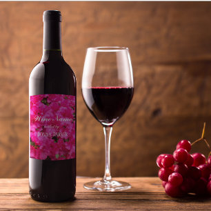 Rótulo Para Garrafa De Vinho Foto personalizada de sangue rosa Azalea