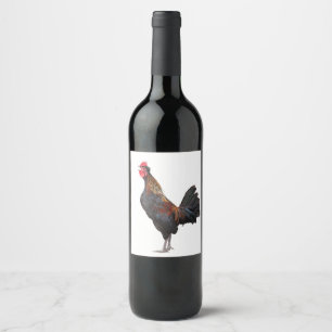 Rótulo Para Garrafa De Vinho Galinha no branco