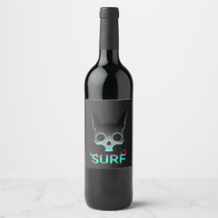 Rótulo Para Garrafa De Vinho Gato do surf dos grafites do crânio