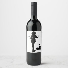 Rótulo Para Garrafa De Vinho Gatos Mulheres