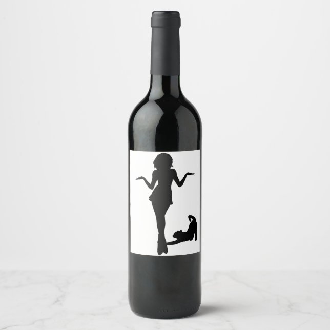 Rótulo Para Garrafa De Vinho Gatos Mulheres (Frente)
