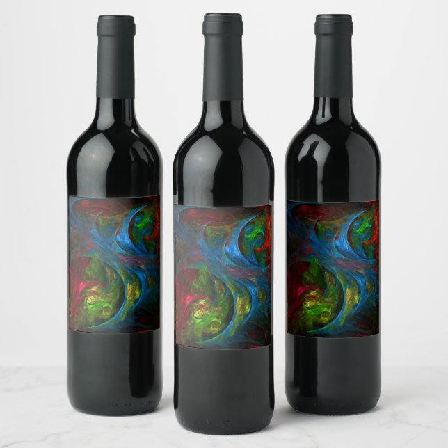 Rótulo Para Garrafa De Vinho Genesis Blue Abstrato Art (Garrafas)