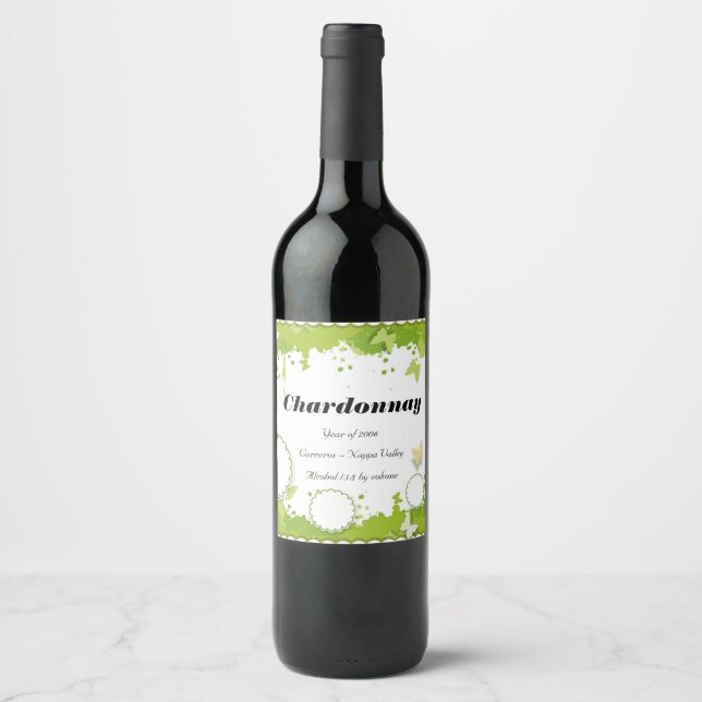 Rótulo Para Garrafa De Vinho Green Nature - rótulo personalizado da garrafa de  (Frente)