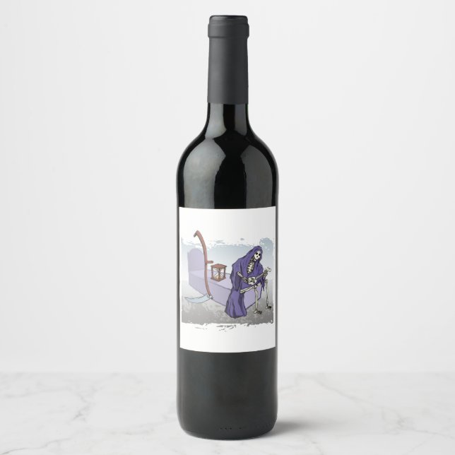 Rótulo Para Garrafa De Vinho Grim Reaper (Frente)