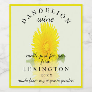 Rótulo Para Garrafa De Vinho Homemade de vinho Dandelion Orgânico