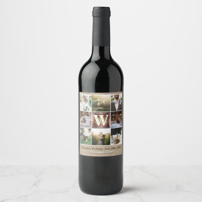 Rótulo Para Garrafa De Vinho Invólucro Russo de Madeira Fotográfica Instagram (Frente)
