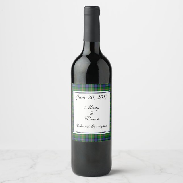 Rótulo Para Garrafa De Vinho Jones Scottish Wedding Wine Label (Frente)