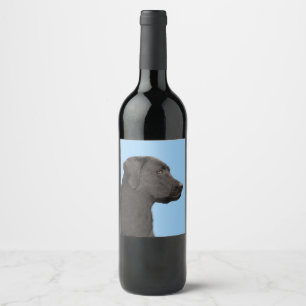 Rótulo Para Garrafa De Vinho Labrador Retriever Black Pintura Original