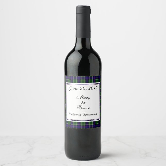 Rótulo Para Garrafa De Vinho Leslie Scottish Wedding Wine Label (Frente)