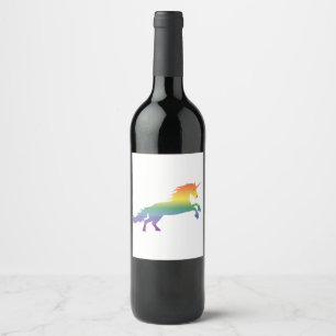 Rótulo Para Garrafa De Vinho Lgbt do unicórnio do arco-íris