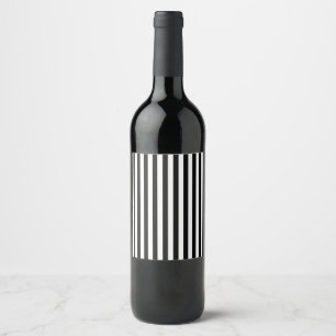 Rótulo Para Garrafa De Vinho Listras preto e branco verticais
