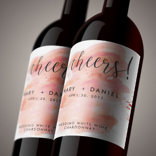 Rótulo Para Garrafa De Vinho Marca de Vinho de Casamento Cor de Água Rosa