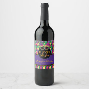 Rótulo Para Garrafa De Vinho Mardi Gras! Festivo