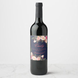 Rótulo Para Garrafa De Vinho Marsala Burgundy Floral Bridesmaid Proposta-3