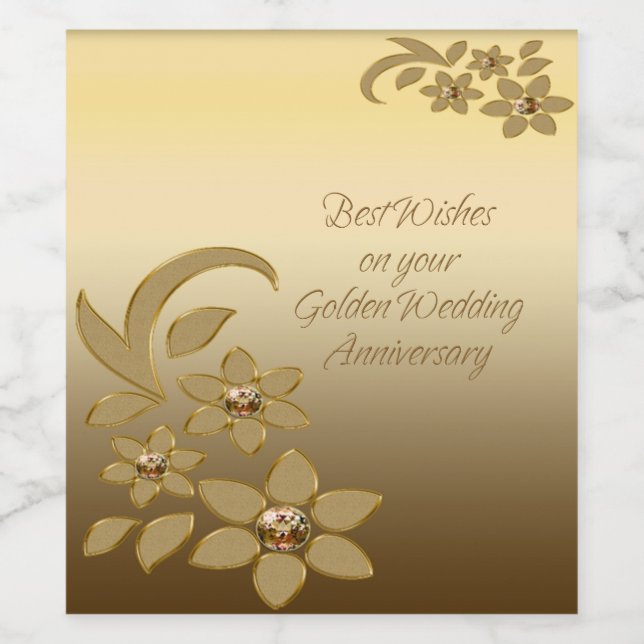 Rótulo Para Garrafa De Vinho Melhores Desejos No Seu Aniversário De Ouro (Rótulo Único)