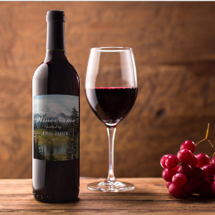 Rótulo Para Garrafa De Vinho Monte Rainier Landscape Foto Personalizada