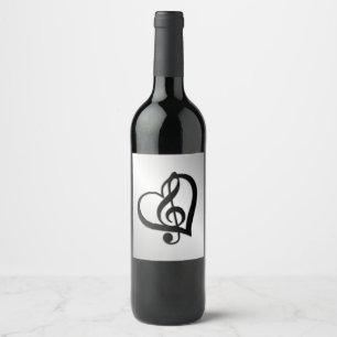Rótulo Para Garrafa De Vinho Music G Heart on Silver