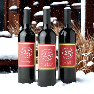 Rótulo Para Garrafa De Vinho Não abrir 25 Dezembro Vermelho