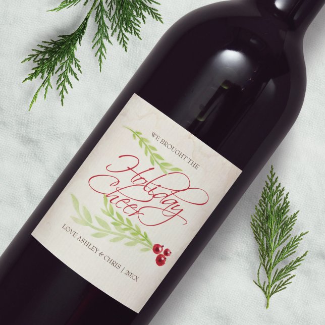 Rótulo Para Garrafa De Vinho Natal Rústico Personalizado Boho Chic (Criador carregado)