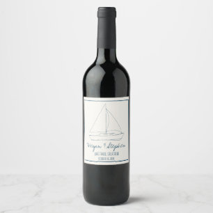 Rótulo Para Garrafa De Vinho Navio de navegação de casamento