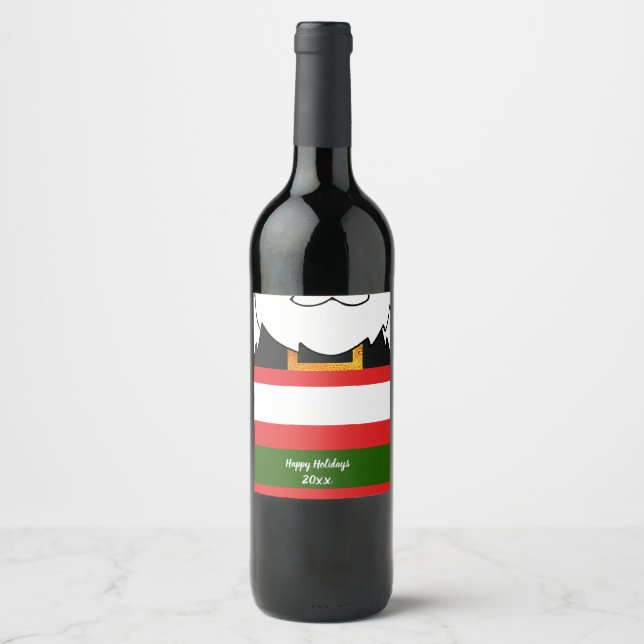 Rótulo Para Garrafa De Vinho Noel vestiu fundo e barba (Frente)