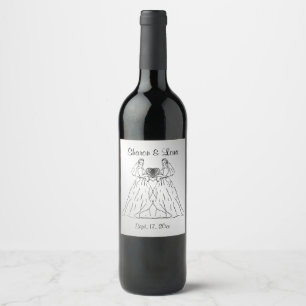 Rótulo Para Garrafa De Vinho Noiva e noiva Silver Personalizado