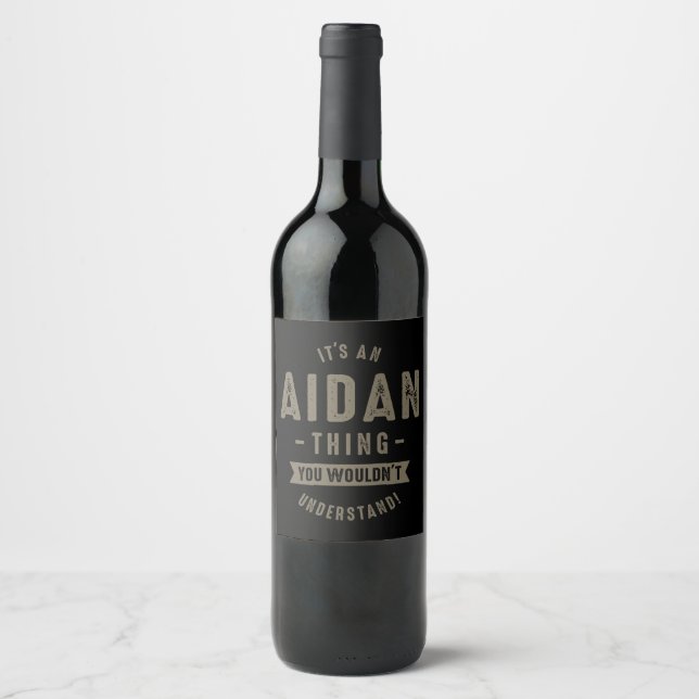 Rótulo Para Garrafa De Vinho Nome do Aidan (Frente)