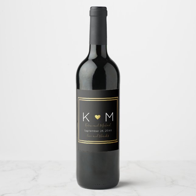 Rótulo Para Garrafa De Vinho obrigado e amor preto (Frente)