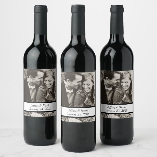 Rótulo Para Garrafa De Vinho Oferta Personalizada de Foto de Casamento de Casal (Garrafas)