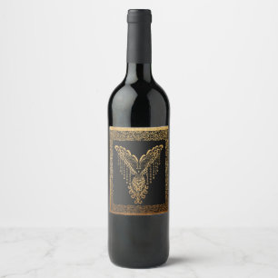 Rótulo Para Garrafa De Vinho Ouro Phoenix Elegance