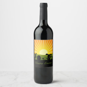 Rótulo Para Garrafa De Vinho Ovo bonito da pintura do coelhinho da Páscoa