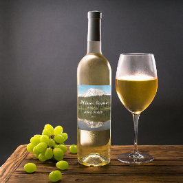 Rótulo Para Garrafa De Vinho Paisagem Personalizada de Reflexão do Lago Montanh