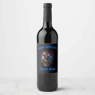 Rótulo Para Garrafa De Vinho Palhaço feliz do mau dos olhos azuis do Dia das