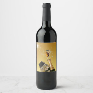 Rótulo Para Garrafa De Vinho Partido bonito da véspera de Ano Novo do Chipmunk