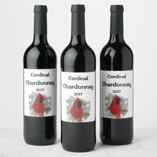 Rótulo Para Garrafa De Vinho Pássaro Cardinho Vermelho no Rótulo do Vinho da 